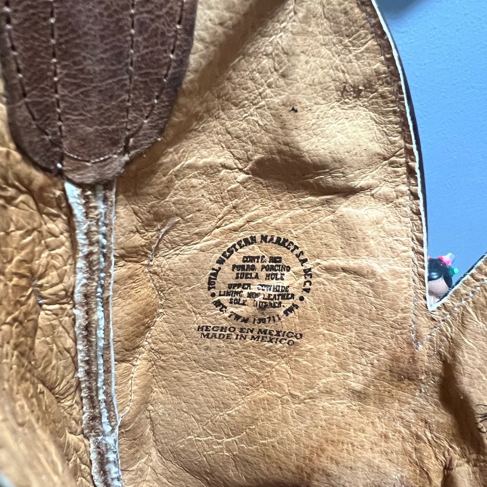 Stylish Brown Western Cowboy Boots - Embroidered Floral Design - Picture 9 of 12